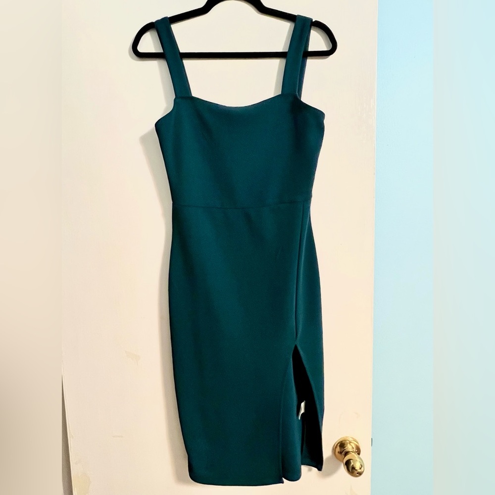 Teal Strappy Midi Dress with Thigh Slit (NWOT)